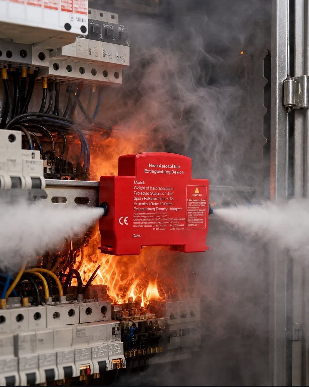 Hot Aerosol automatic fire extinguishing device demo 2